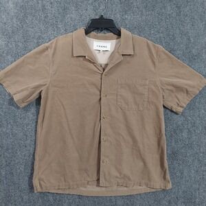 Frame Shirt Mens Large Beige Corduroy Short Sleeve Button Up Casual Summer